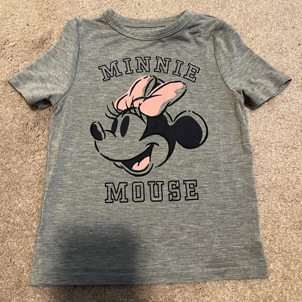 Little Sleepies Minnie Mouse Gray Tee with Pink Accents